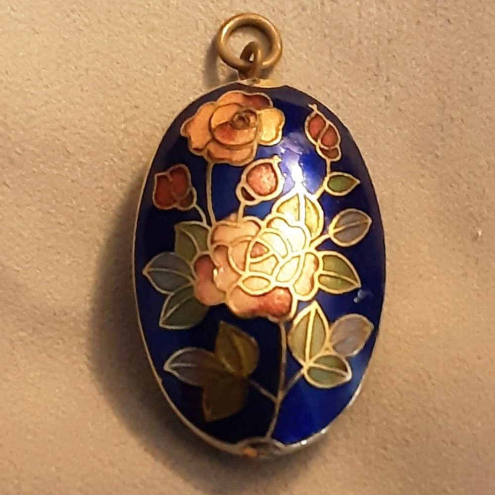 Vintage Floral Cloisonne Pendant